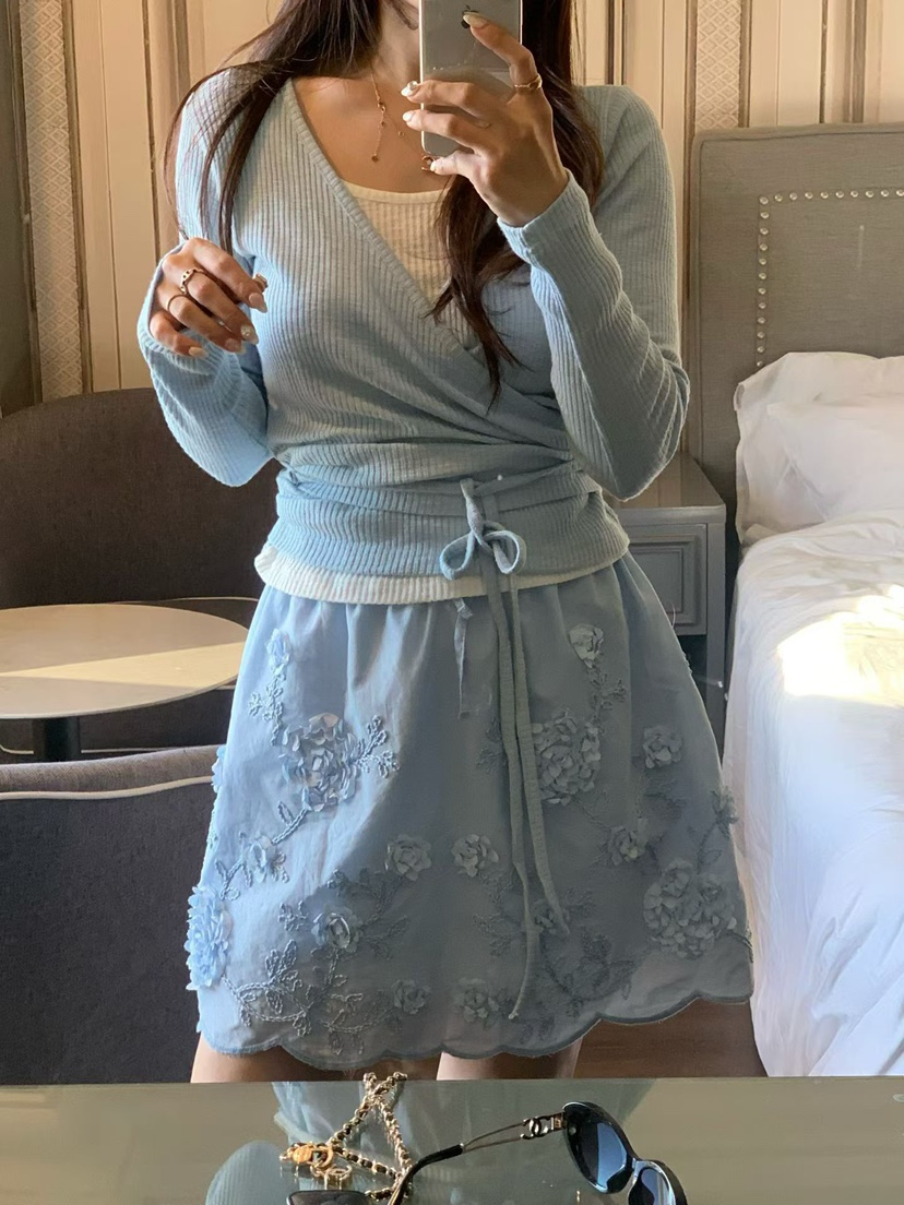 LA CREME韓國直郵女士新品熱賣時尚推薦26春夏真品短裙花朵LA CREME短裙