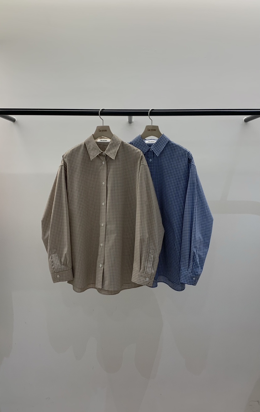 LA CREME東大門實拍女裝新品熱賣26春夏休閑襯衫蕾絲衫格子LA CREME襯衫/蕾絲衫