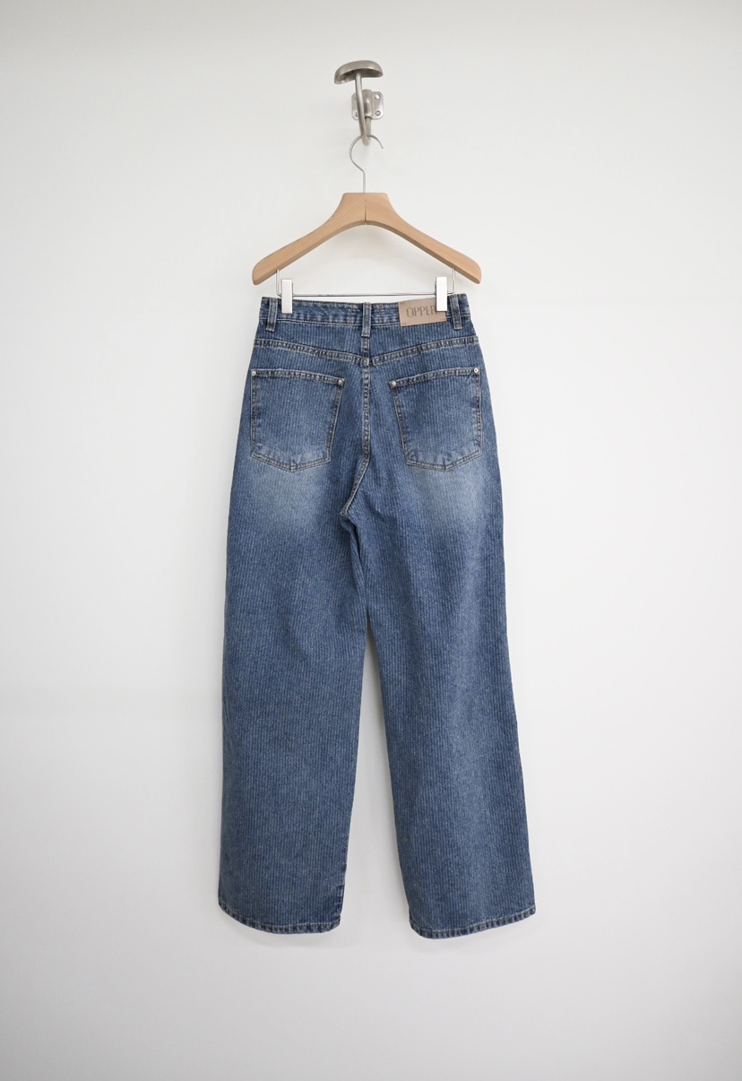 OP PER東大門代購女士新款職業休閑人氣26春夏牛仔褲條紋OPPER-simplebeige牛仔褲