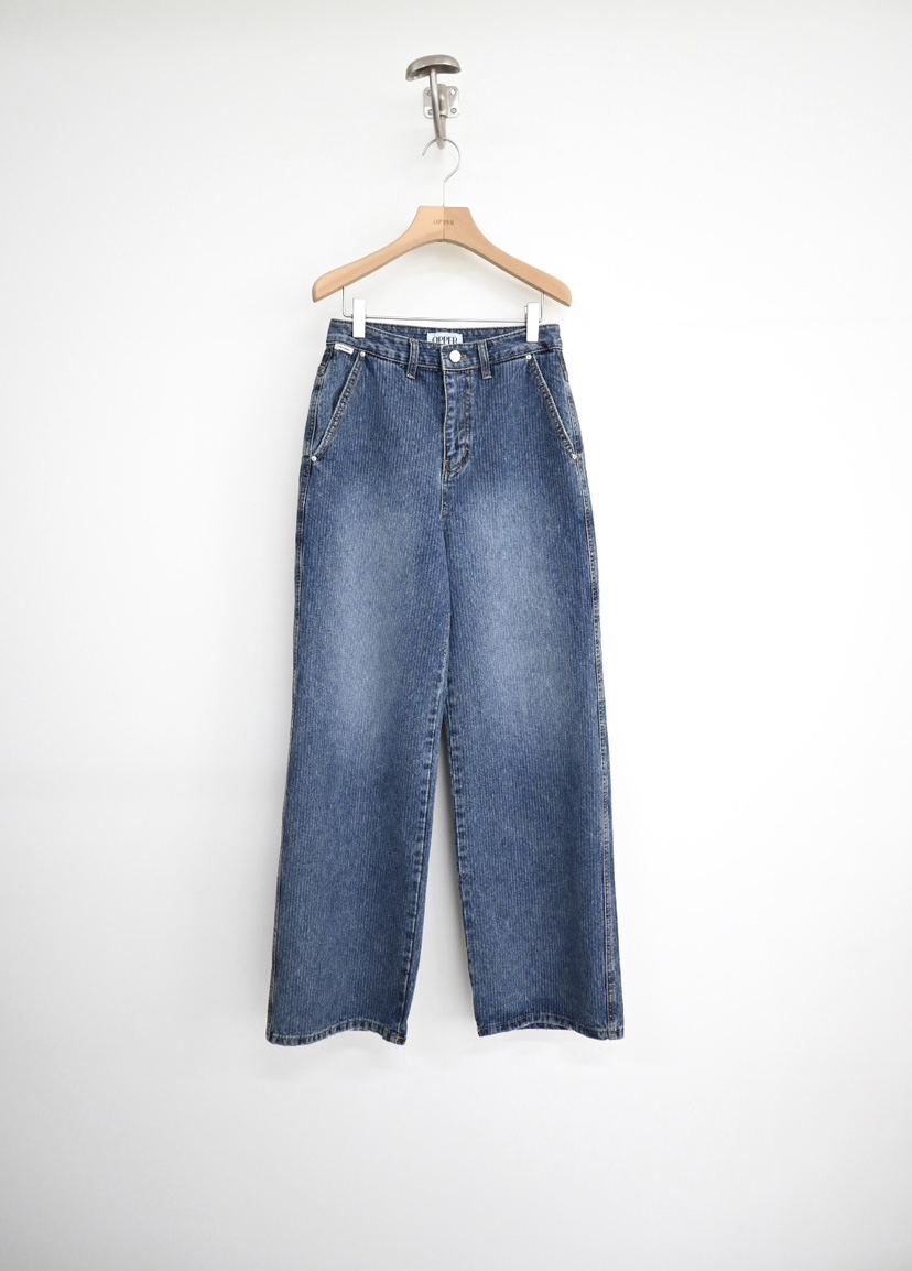 OP PER東大門代購女士新款職業休閑人氣26春夏牛仔褲條紋OPPER-simplebeige牛仔褲圖色2