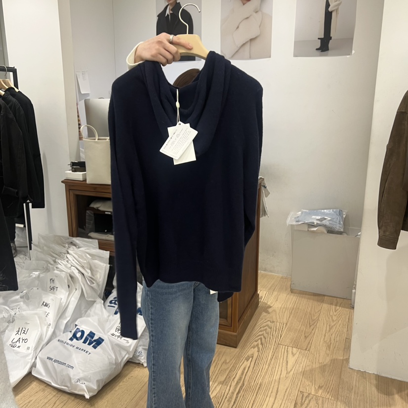 OURIN/THIS IS東大門代購女裝新款職業針織衫連帽針織衫OURIN/THIS IS針織衫