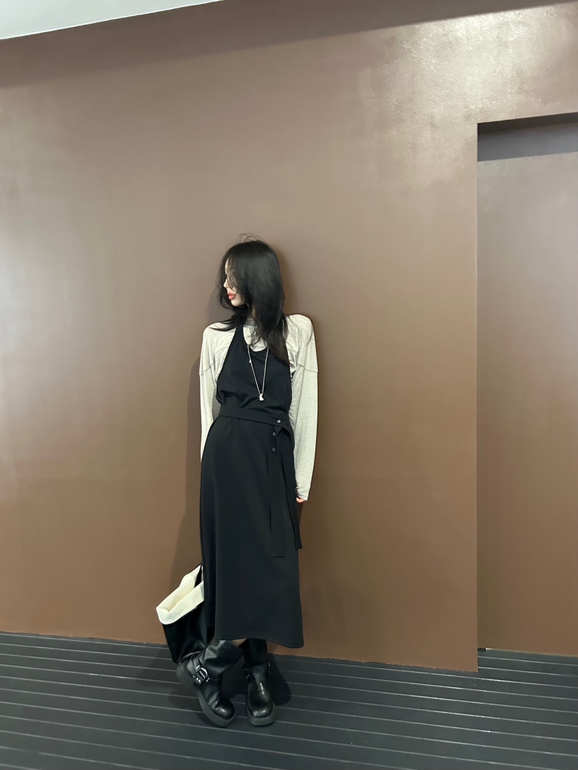 ME MO韓國直郵女士新品時尚真品連衣裙不含內搭系帶長款ME MO連衣裙