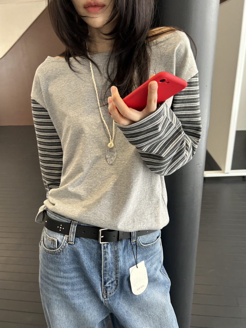 ME MO東大門代購女士新款休閑時尚熱賣推薦人氣26春夏長袖T恤ME MO長袖T恤