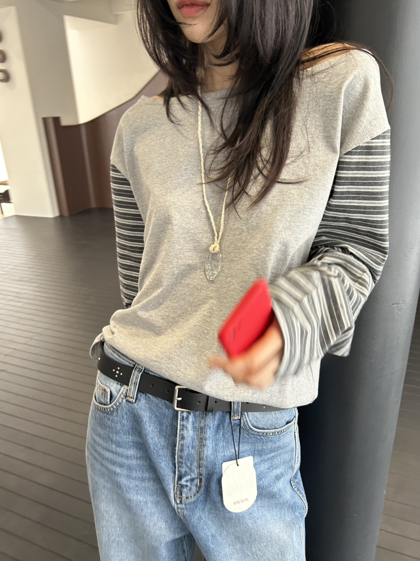 ME MO東大門代購女士新款休閑時尚熱賣推薦人氣26春夏長袖T恤ME MO長袖T恤圖色1