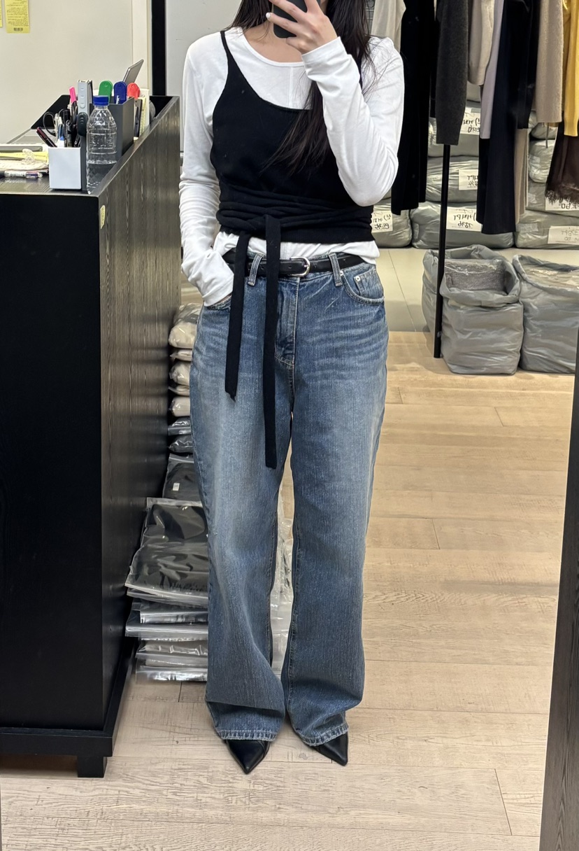 SORBET/FLAT WHITE韓國代購女士新品推薦時尚職業牛仔褲SORBET/FLAT WHITE牛仔褲