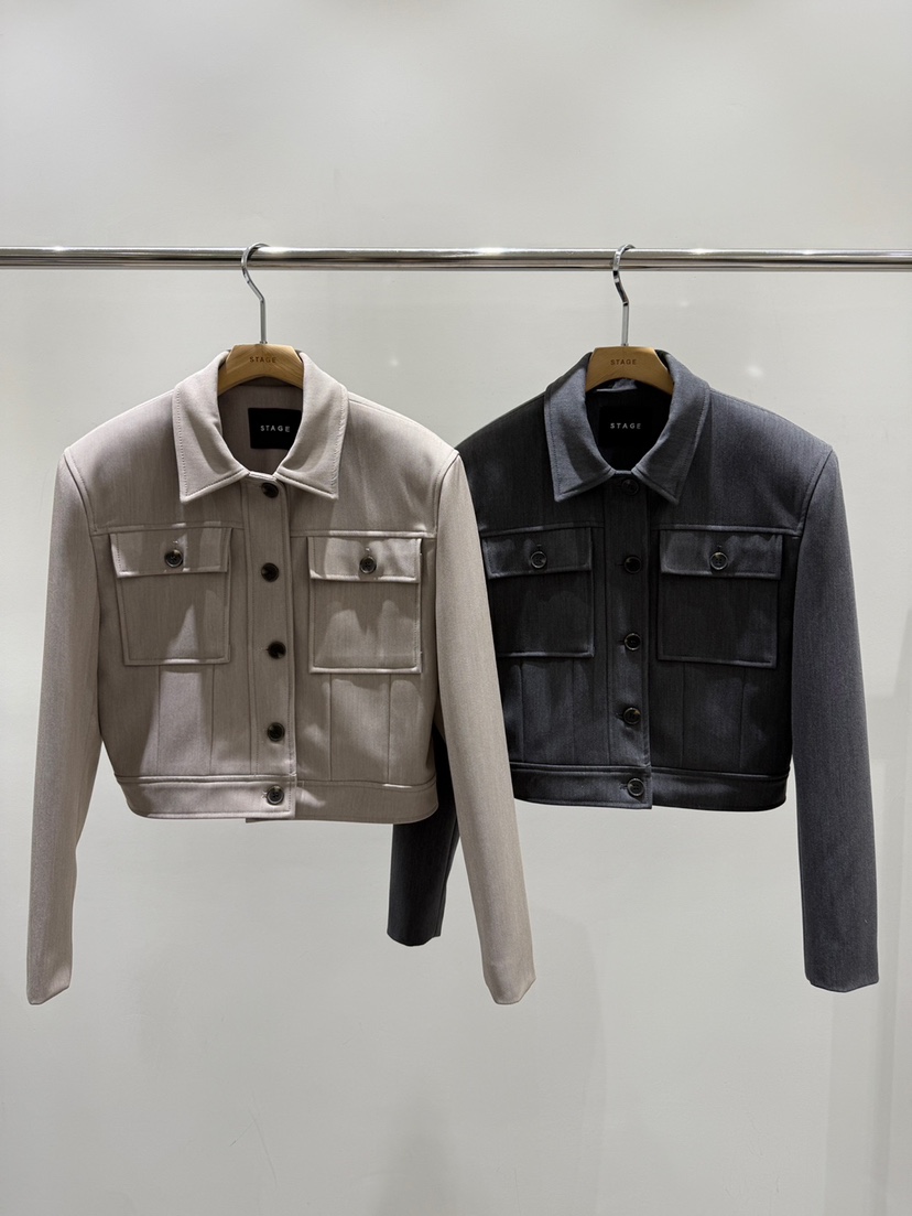 STAGE東大門實拍女士新品推薦熱賣26春夏休閑時尚夾克口袋STAGE夾克