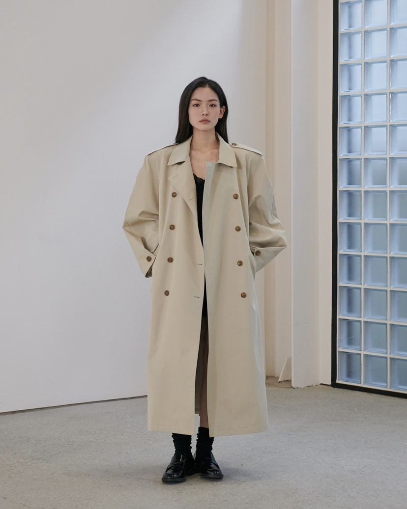 STAGE韓國直郵女裝新款26春夏真品人氣休閑長款風衣含腰帶STAGE長款風衣