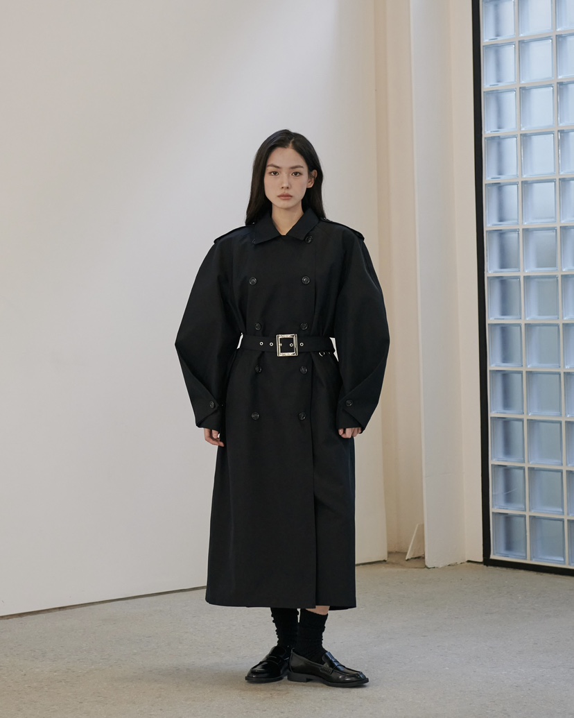 STAGE韓國直郵女裝新款26春夏真品人氣休閑長款風衣含腰帶STAGE長款風衣