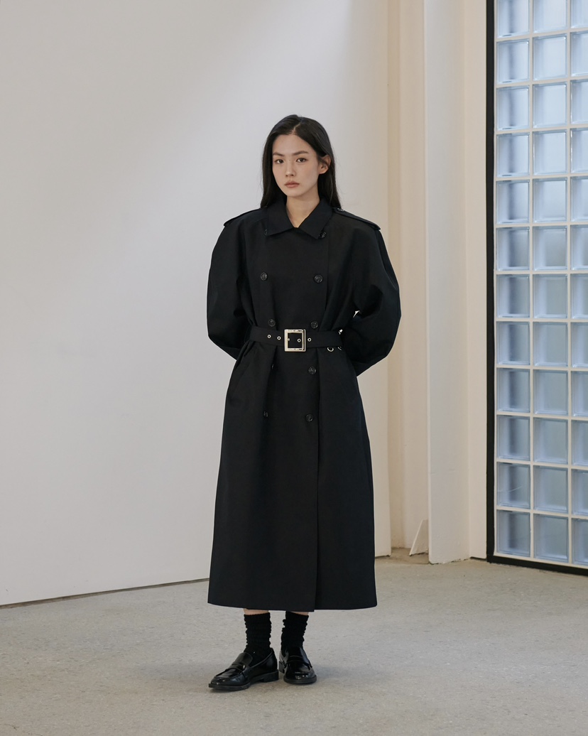 STAGE韓國直郵女裝新款26春夏真品人氣休閑長款風衣含腰帶STAGE長款風衣