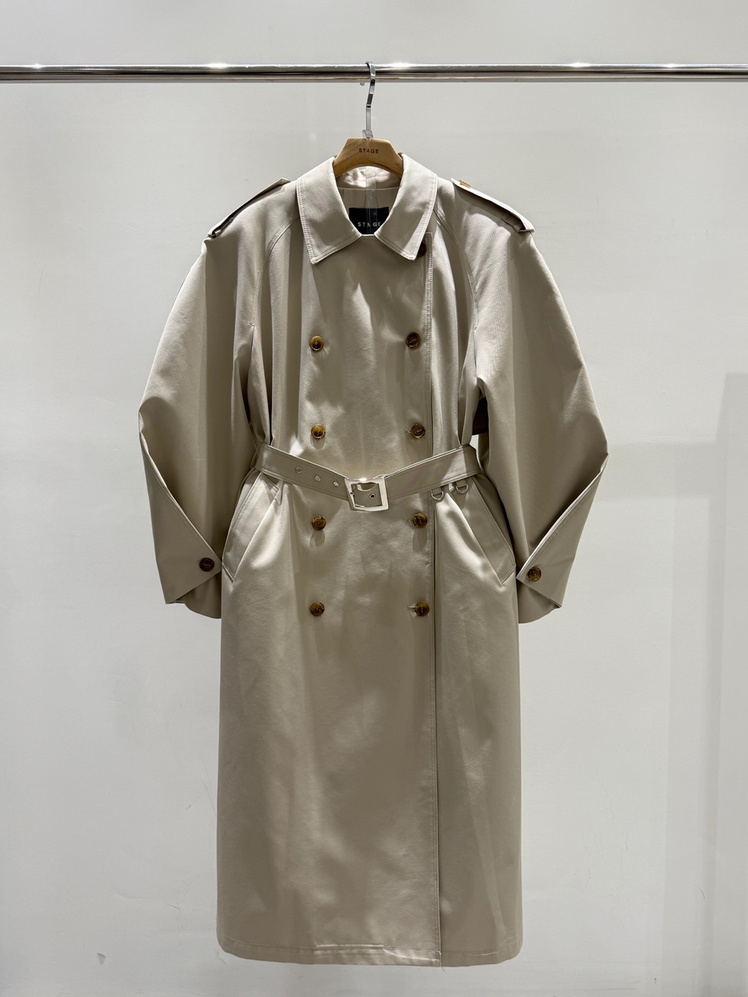 STAGE韓國直郵女裝新款26春夏真品人氣休閑長款風衣含腰帶STAGE長款風衣圖色1