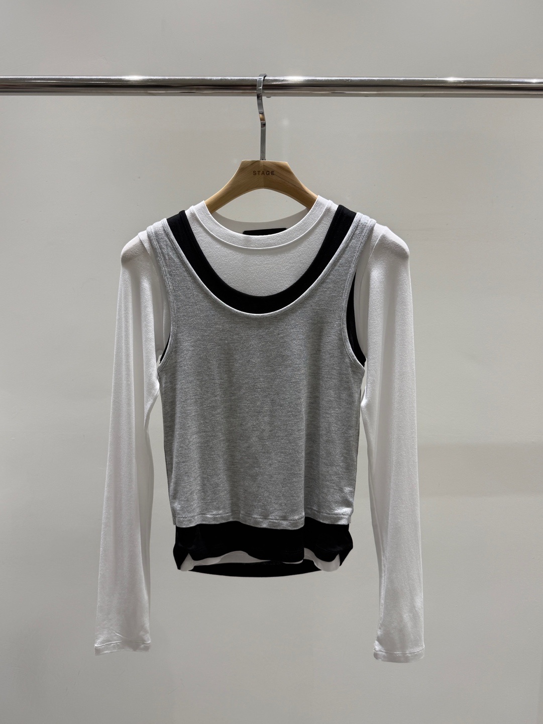 STAGE韓國代購女士新款推薦職業26春夏休閑人氣時尚長袖T恤STAGE長袖T恤圖色2