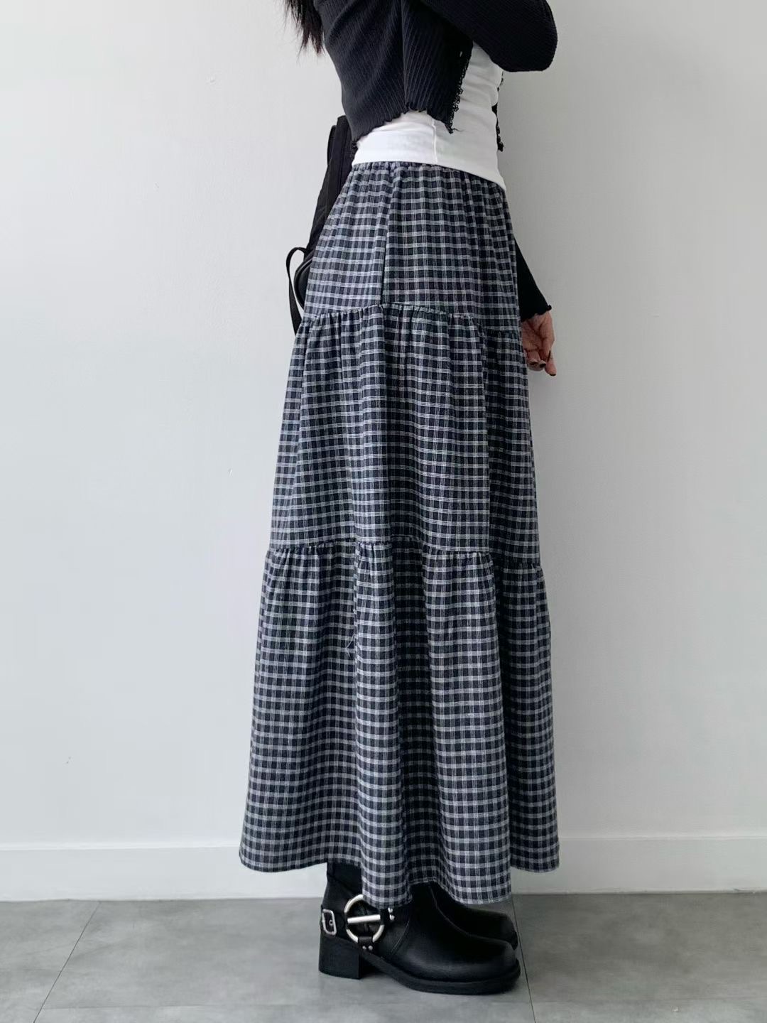 BRAND MARKET-브랜드마켓-T韓國直郵女士新款職業長裙格紋BRAND MARKET-2件起長裙