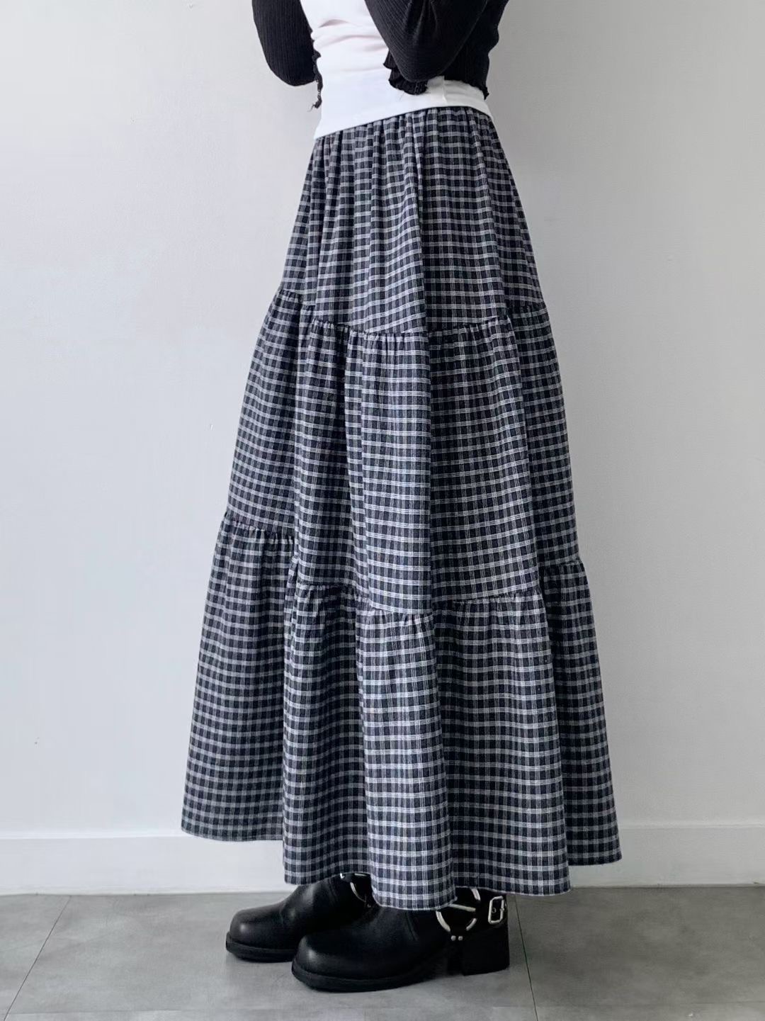 BRAND MARKET-브랜드마켓-T韓國直郵女士新款職業長裙格紋BRAND MARKET-2件起長裙