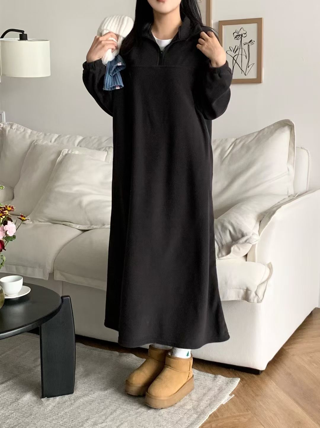 BRAND MARKET-브랜드마켓-T韓國直郵女士新款推薦連衣裙抓絨長款BRAND MARKET-2件起連衣裙圖色2