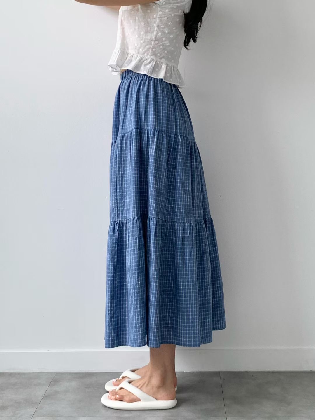 BRAND MARKET-브랜드마켓-T東大門代購女士新款休閑長裙格子BRAND MARKET-2件起長裙