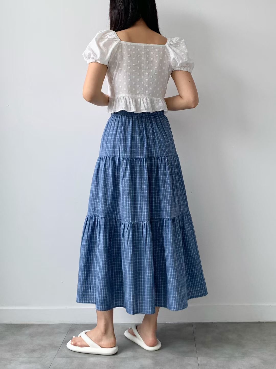 BRAND MARKET-브랜드마켓-T東大門代購女士新款休閑長裙格子BRAND MARKET-2件起長裙