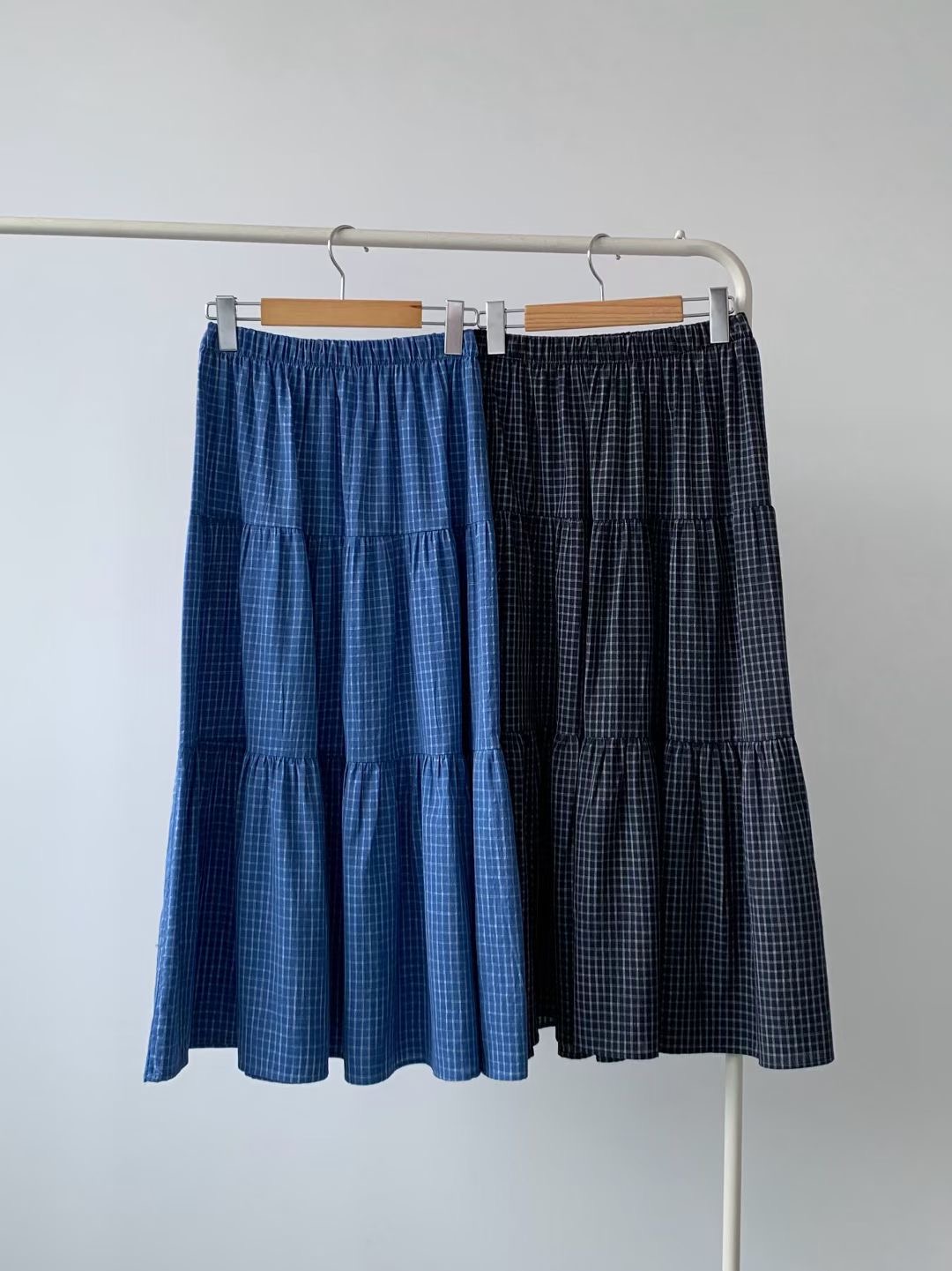 BRAND MARKET-브랜드마켓-T東大門代購女士新款休閑長裙格子BRAND MARKET-2件起長裙圖色2左二色