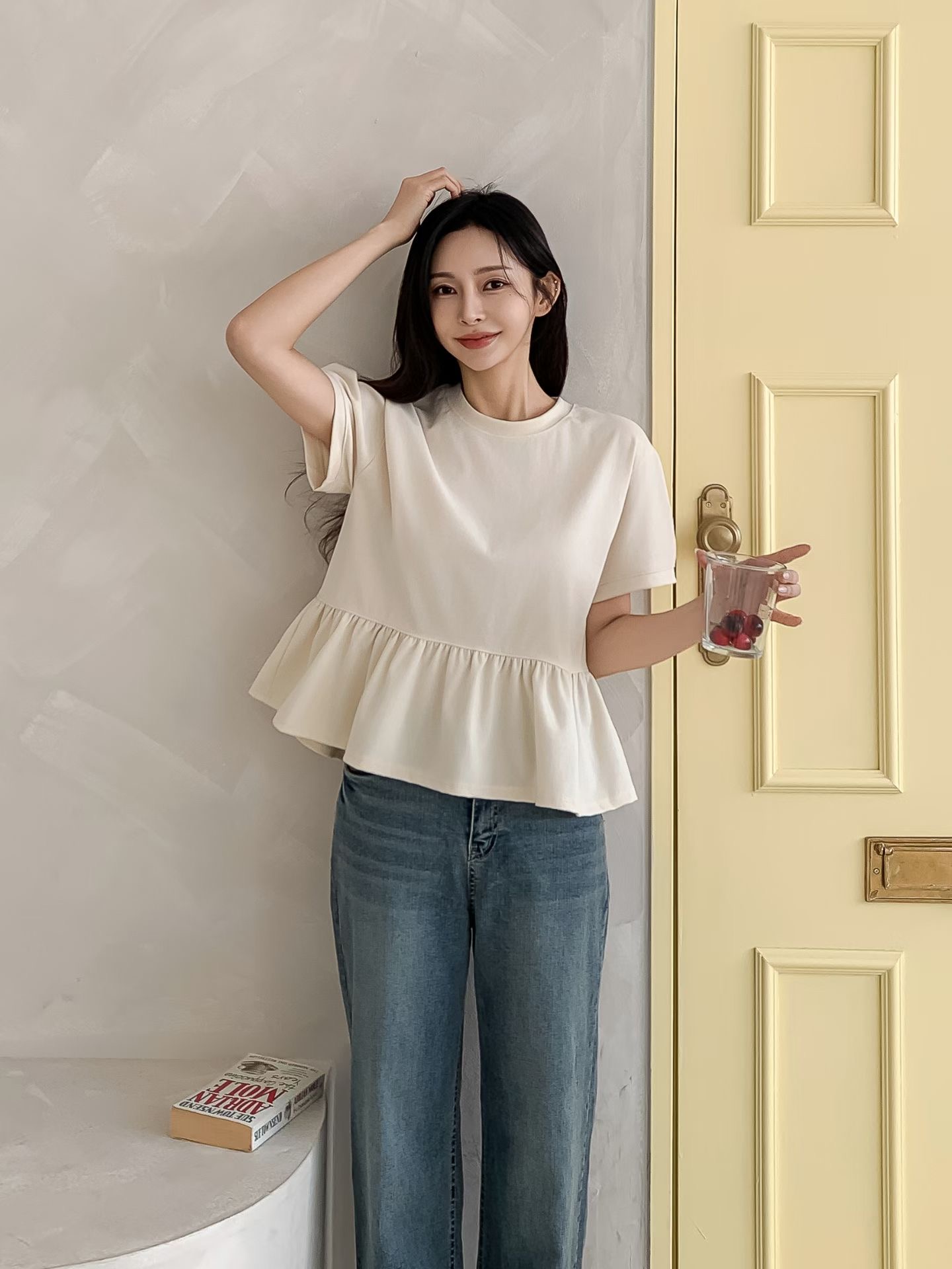 KKANNJUU東大門直郵女士新款熱賣職業休閑時尚推薦T恤柔軟KKAMJUUT恤圖色2