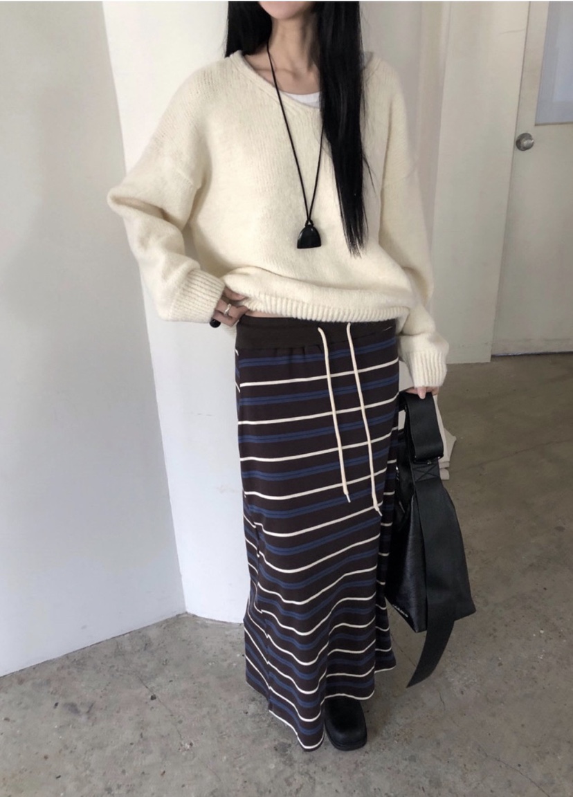 VIVANI東大門直郵女士新品人氣職業時尚推薦休閑長裙條紋VIVANI長裙