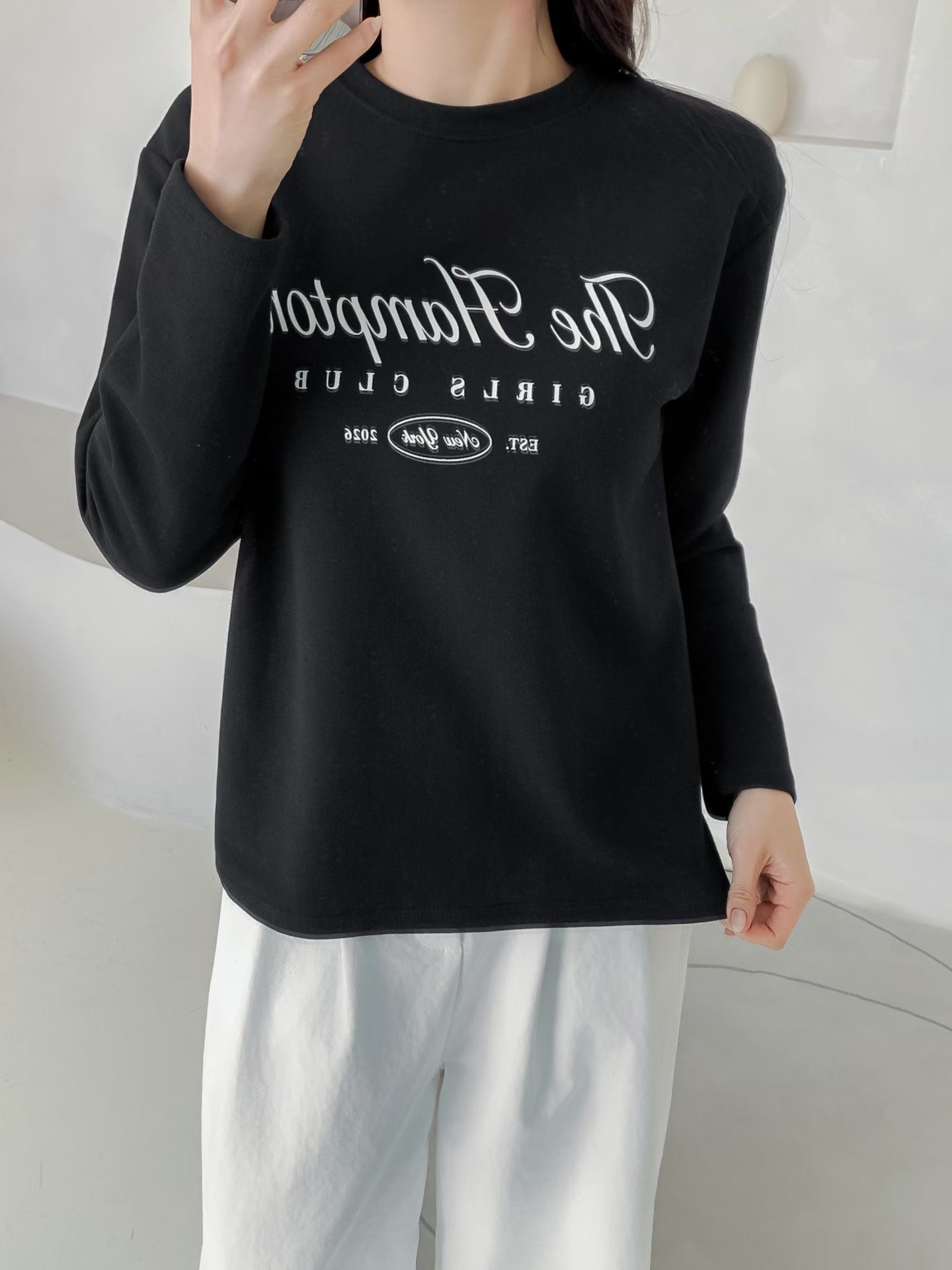 KKANNJUU韓國代購女裝新品時尚熱賣26春季職業推薦長袖T恤KKAMJUU長袖T恤圖色2