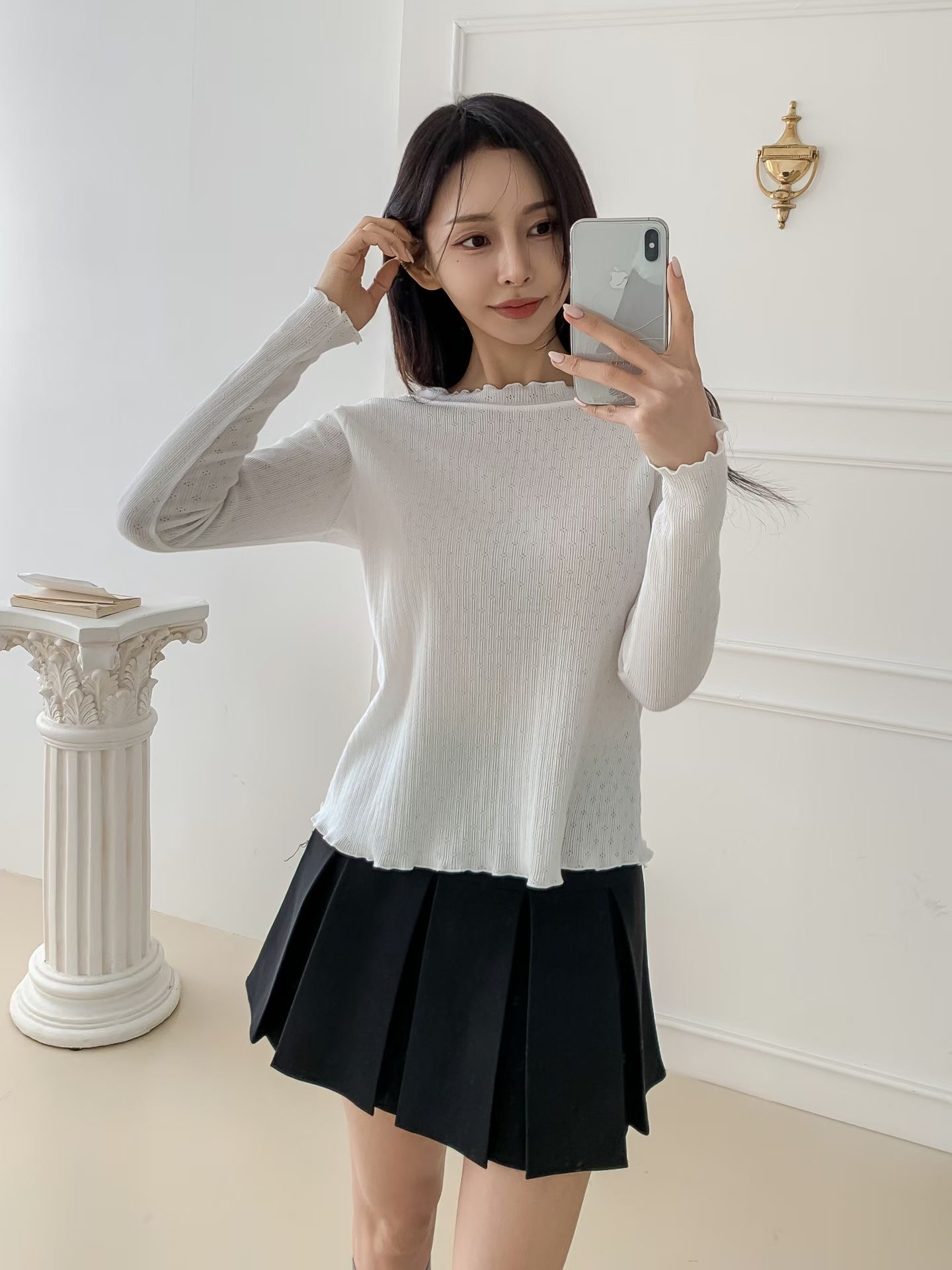 KKANNJUU東大門實拍女士新品熱賣時尚26春季推薦人氣長袖T恤KKAMJUU長袖T恤圖色2