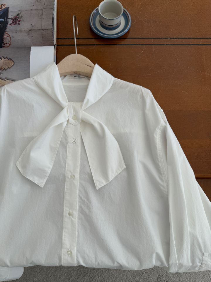 MARE東大門實拍女裝新款休閑人氣時尚真品襯衫蕾絲衫系帶MARE襯衫/蕾絲衫