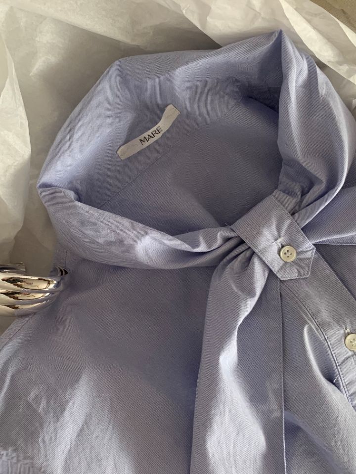 MARE東大門實拍女裝新款休閑人氣時尚真品襯衫蕾絲衫系帶MARE襯衫/蕾絲衫