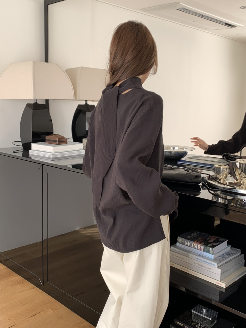 NOTICE東大門實拍女士新品職業人氣熱賣26春夏襯衫蕾絲衫系帶NOTICE襯衫/蕾絲衫