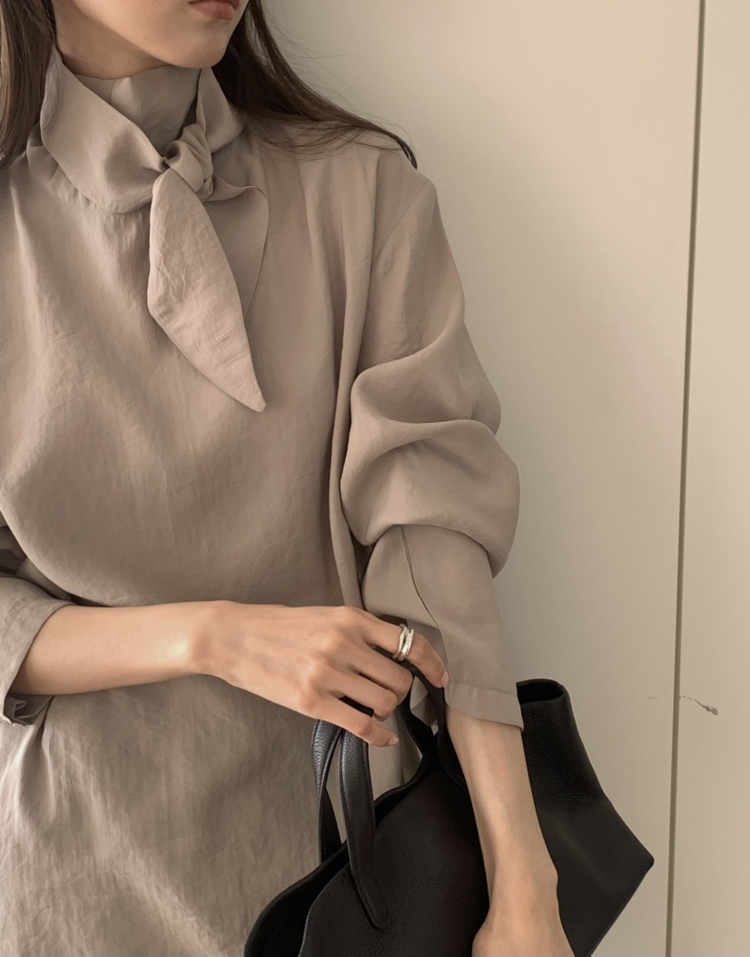 NOTICE東大門實拍女士新品職業人氣熱賣26春夏襯衫蕾絲衫系帶NOTICE襯衫/蕾絲衫