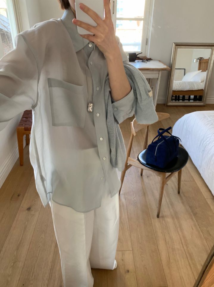 MARE韓國代購女士新品26春夏推薦真品襯衫蕾絲衫天絲透明MARE襯衫/蕾絲衫