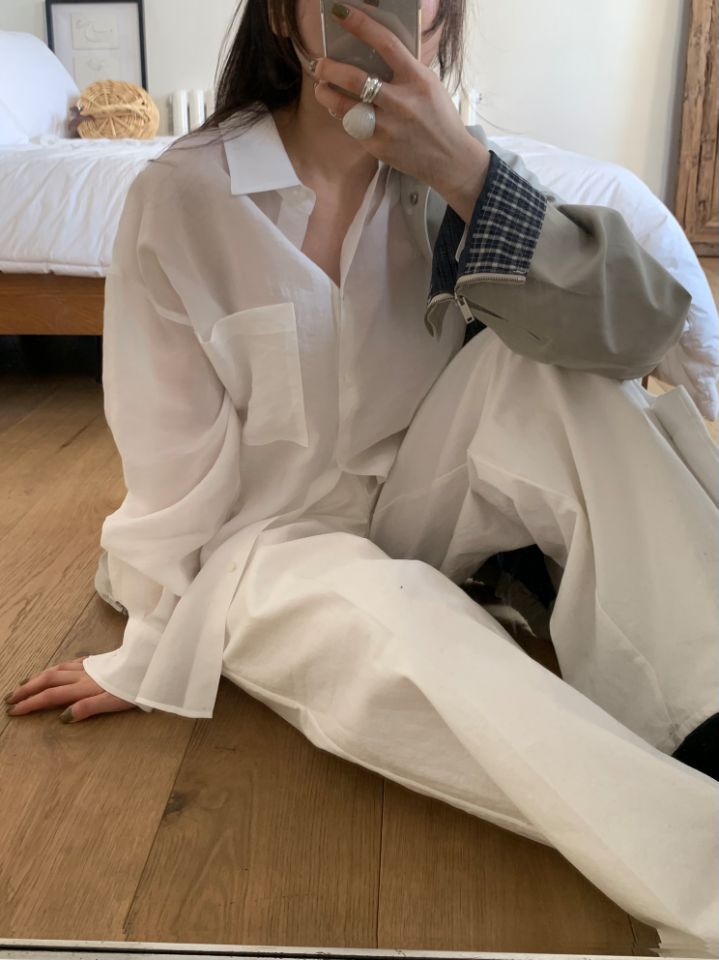 MARE韓國代購女士新品26春夏推薦真品襯衫蕾絲衫天絲透明MARE襯衫/蕾絲衫