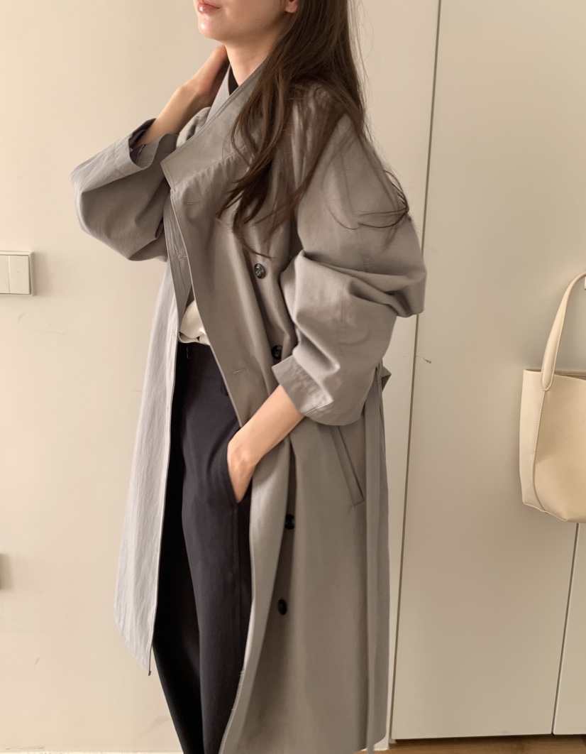 NOTICE東大門代購女士新品人氣熱賣推薦休閑長款風衣含腰帶NOTICE長款風衣