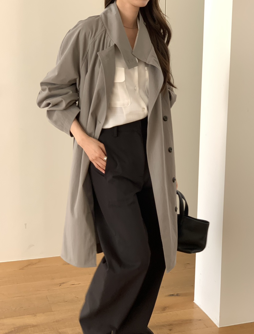 NOTICE東大門代購女士新品人氣熱賣推薦休閑長款風衣含腰帶NOTICE長款風衣