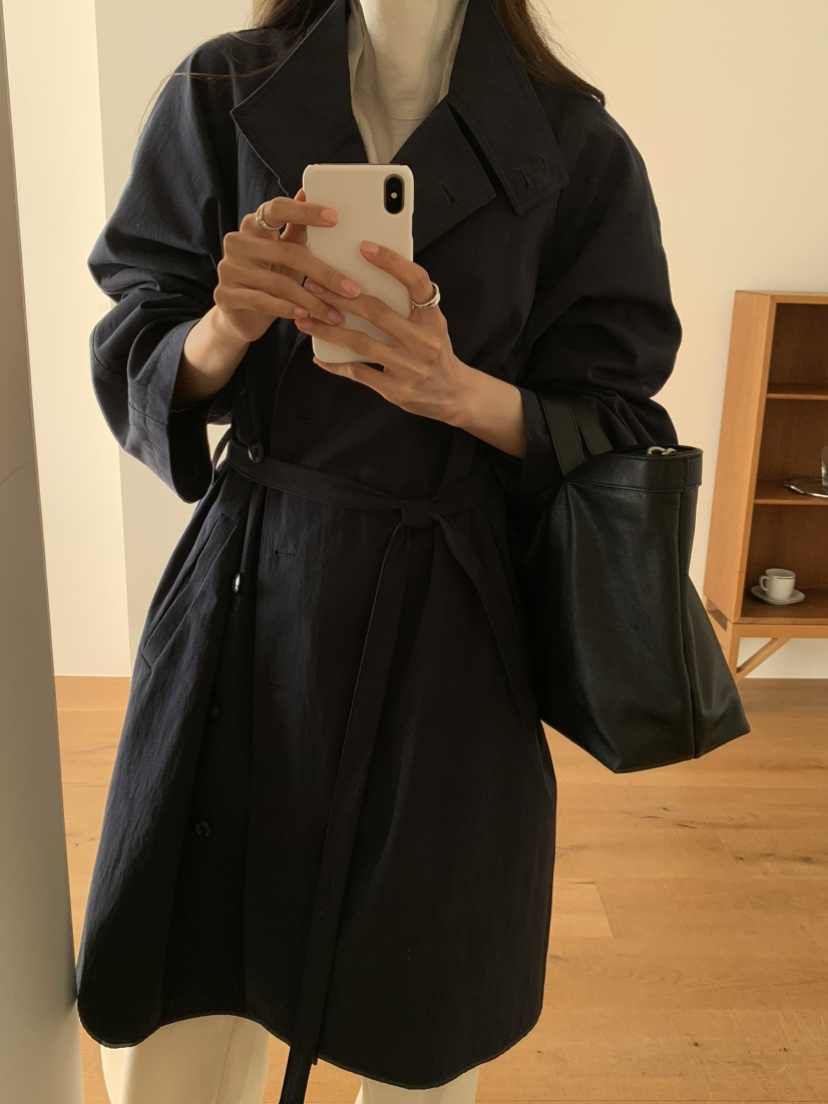 NOTICE東大門代購女士新品人氣熱賣推薦休閑長款風衣含腰帶NOTICE長款風衣