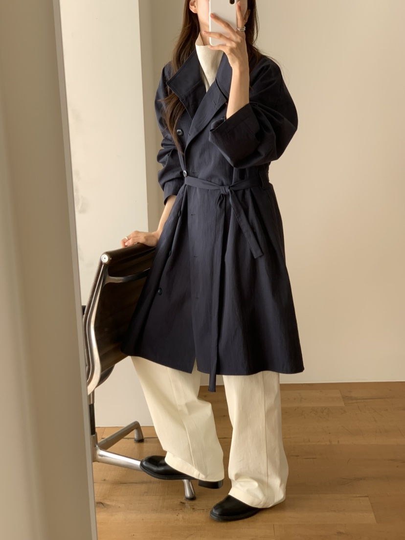 NOTICE東大門代購女士新品人氣熱賣推薦休閑長款風衣含腰帶NOTICE長款風衣