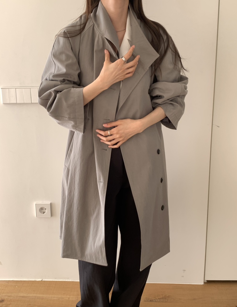 NOTICE東大門代購女士新品人氣熱賣推薦休閑長款風衣含腰帶NOTICE長款風衣圖色1