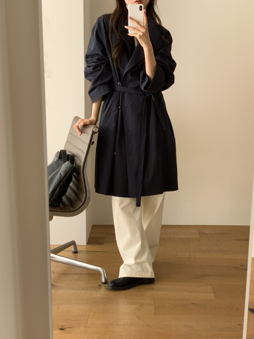 NOTICE東大門代購女士新品人氣熱賣推薦休閑長款風衣含腰帶NOTICE長款風衣圖色2