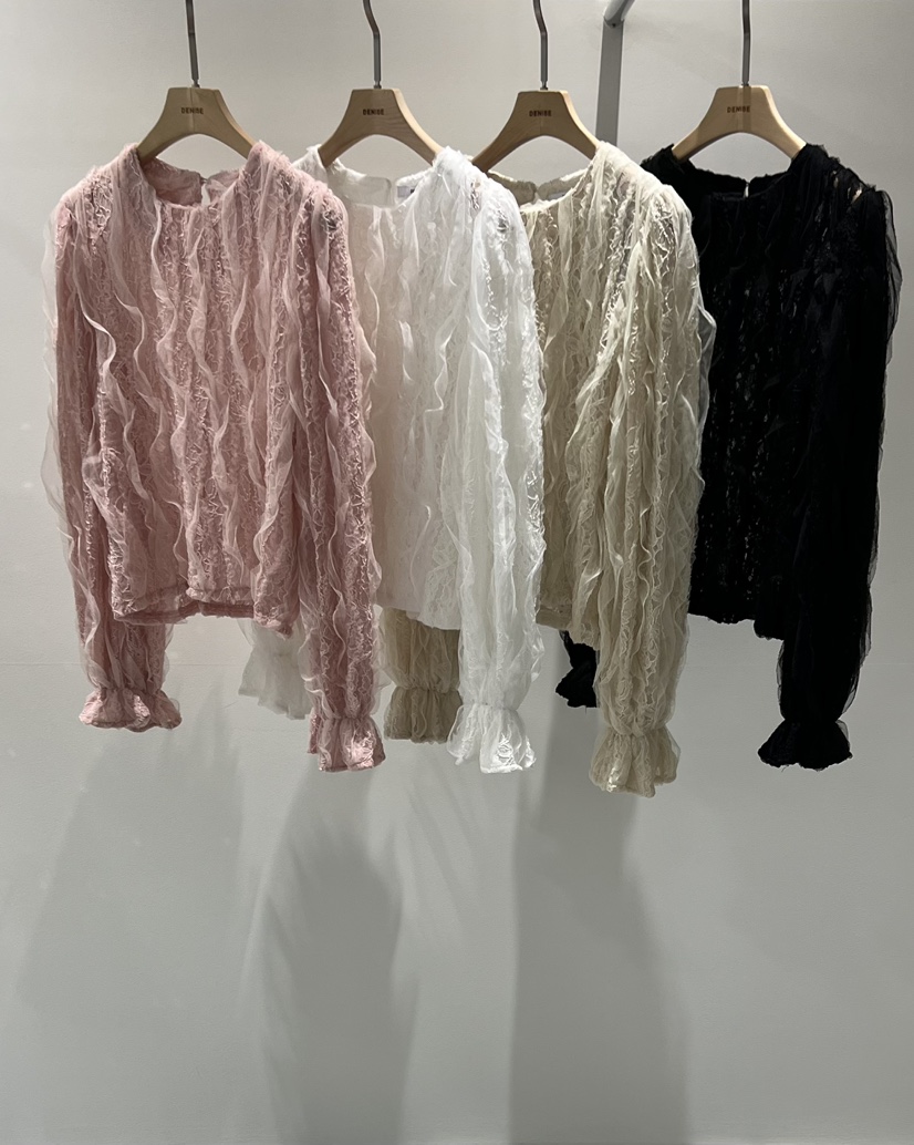 DENISE韓國代購女士新品職業26春夏熱賣人氣襯衫蕾絲衫刺繡DENISE襯衫/蕾絲衫