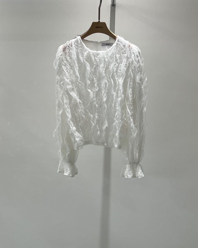 DENISE韓國代購女士新品職業26春夏熱賣人氣襯衫蕾絲衫刺繡DENISE襯衫/蕾絲衫圖色2