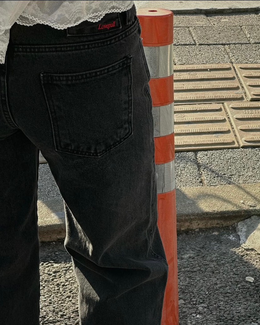 LOVE PULL韓國直郵女士新款真品職業推薦休閑牛仔褲復古LOVE PULL牛仔褲