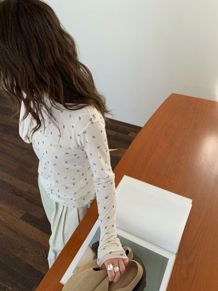 MARE東大門實拍女裝新款26春夏休閑職業長袖T恤不含內搭花朵MARE長袖T恤