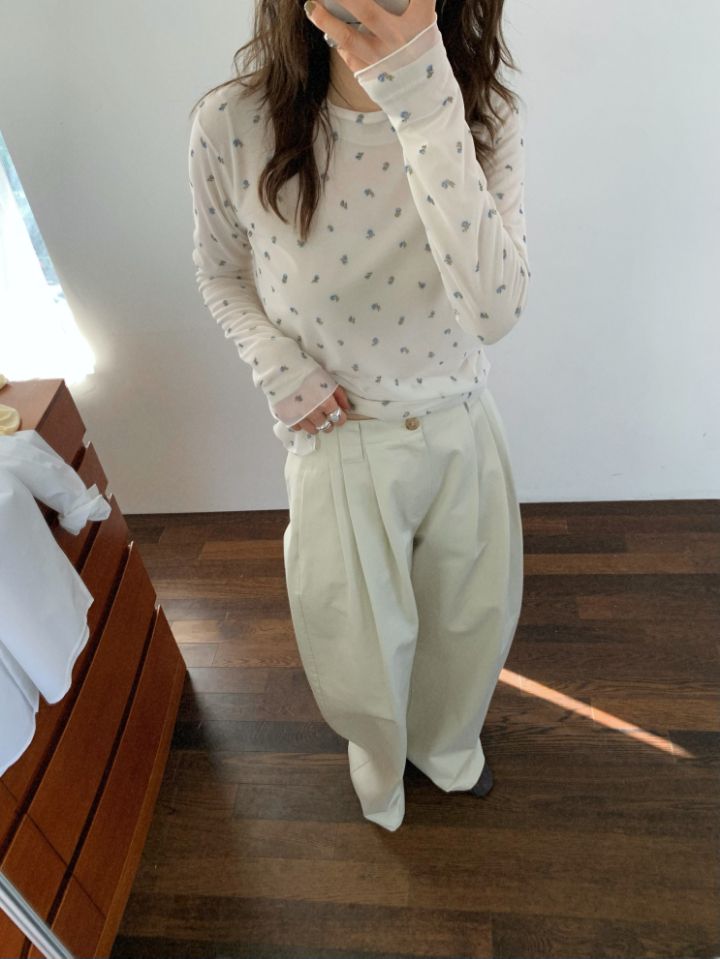 MARE東大門實拍女裝新款26春夏休閑職業長袖T恤不含內搭花朵MARE長袖T恤圖色2