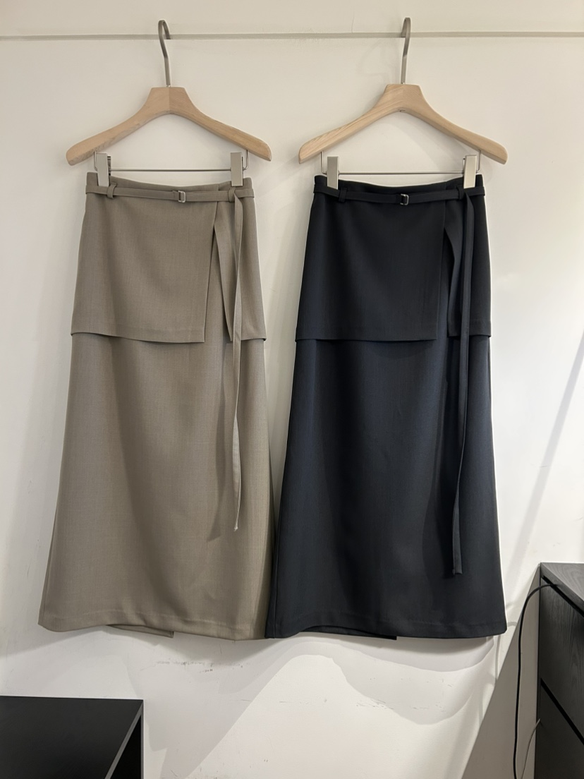 NOTICE東大門直郵女士新款真品26春夏職業長裙含腰帶雙層NOTICE長裙