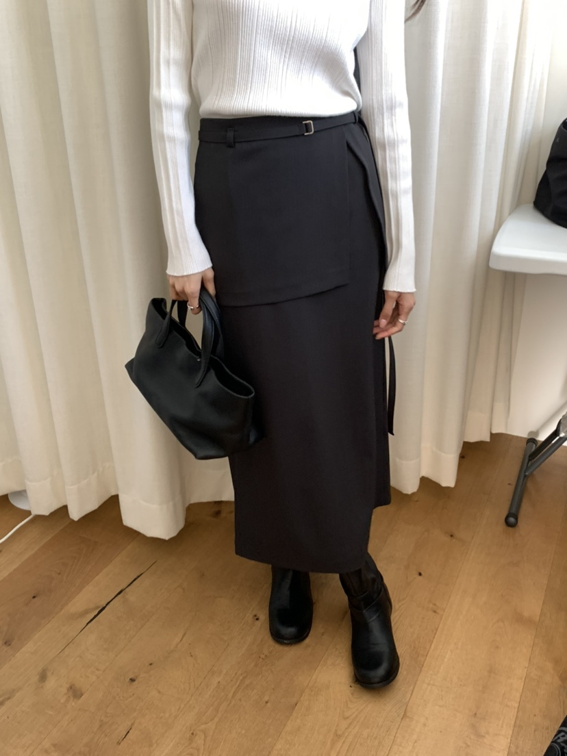 NOTICE東大門直郵女士新款真品26春夏職業長裙含腰帶雙層NOTICE長裙