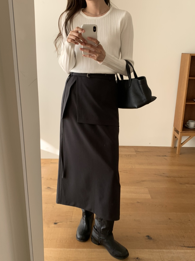 NOTICE東大門直郵女士新款真品26春夏職業長裙含腰帶雙層NOTICE長裙