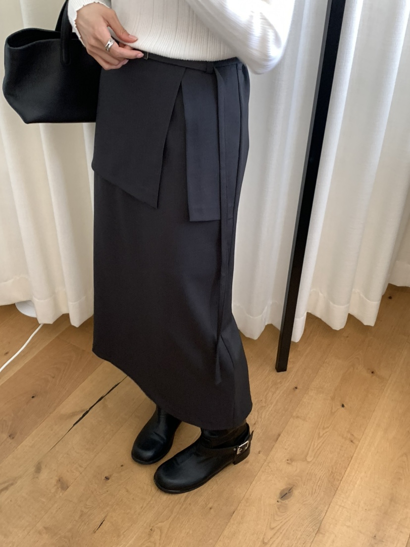 NOTICE東大門直郵女士新款真品26春夏職業長裙含腰帶雙層NOTICE長裙