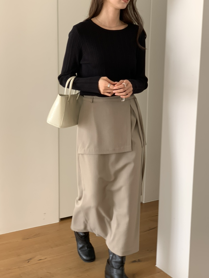 NOTICE東大門直郵女士新款真品26春夏職業長裙含腰帶雙層NOTICE長裙