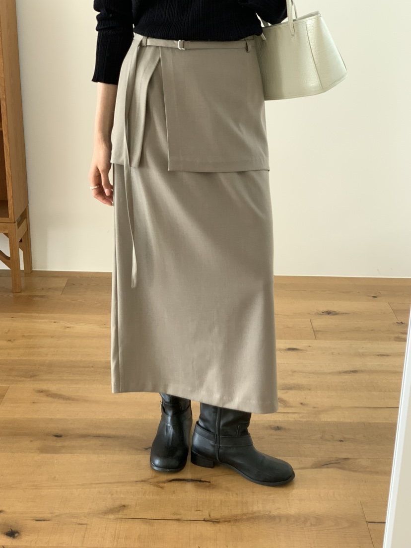 NOTICE東大門直郵女士新款真品26春夏職業長裙含腰帶雙層NOTICE長裙