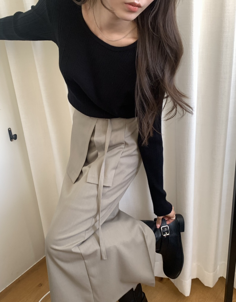 NOTICE東大門直郵女士新款真品26春夏職業長裙含腰帶雙層NOTICE長裙