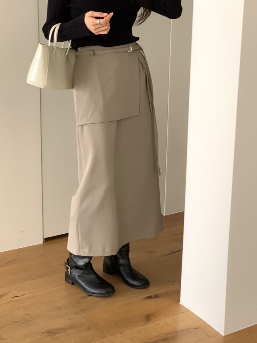 NOTICE東大門直郵女士新款真品26春夏職業長裙含腰帶雙層NOTICE長裙